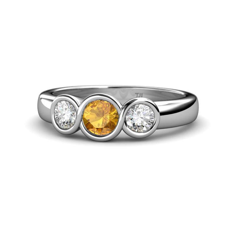 Naava Citrine and Lab Grown Diamond Three Stone Engagement Ring 