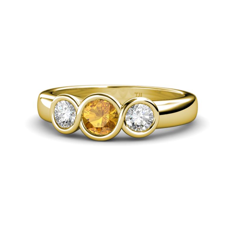 Naava Citrine and Lab Grown Diamond Three Stone Engagement Ring 