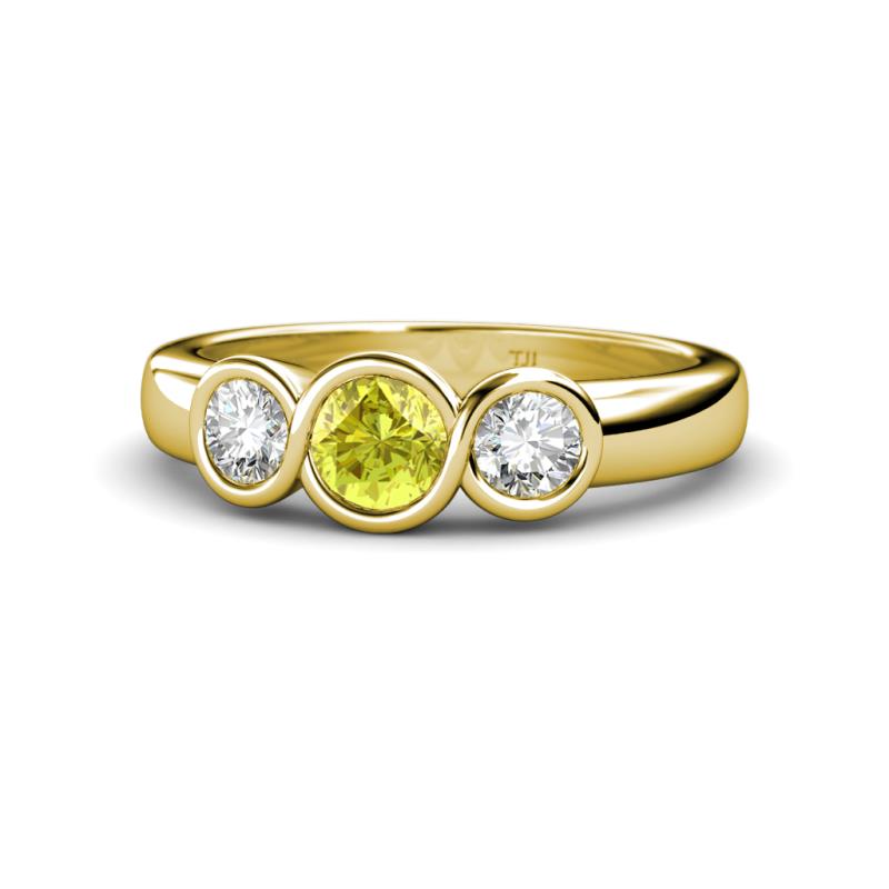 Naava Yellow Diamond and White Lab Grown Diamond Three Stone Engagement Ring 