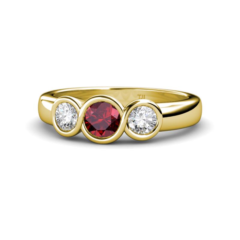 Naava Ruby and Lab Grown Diamond Three Stone Engagement Ring 
