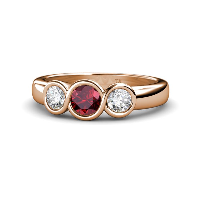 Naava Ruby and Lab Grown Diamond Three Stone Engagement Ring 