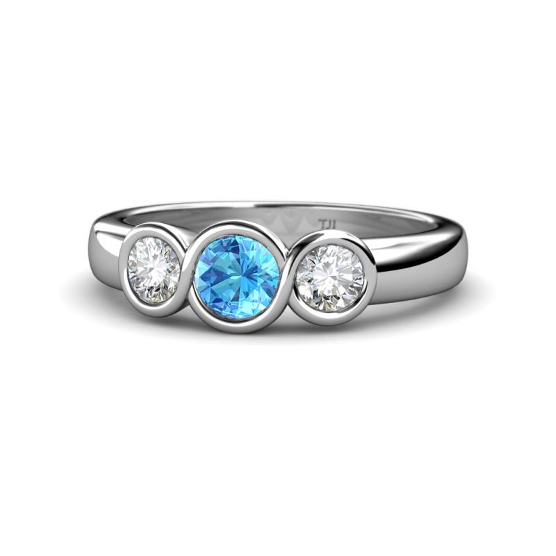 Naava Blue Topaz and Lab Grown Diamond Three Stone Engagement Ring 