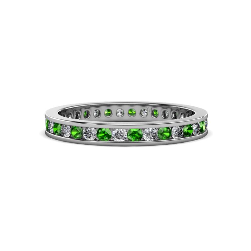 Celina 2.00 mm Round Green Garnet and Lab Grown Diamond Eternity Band 