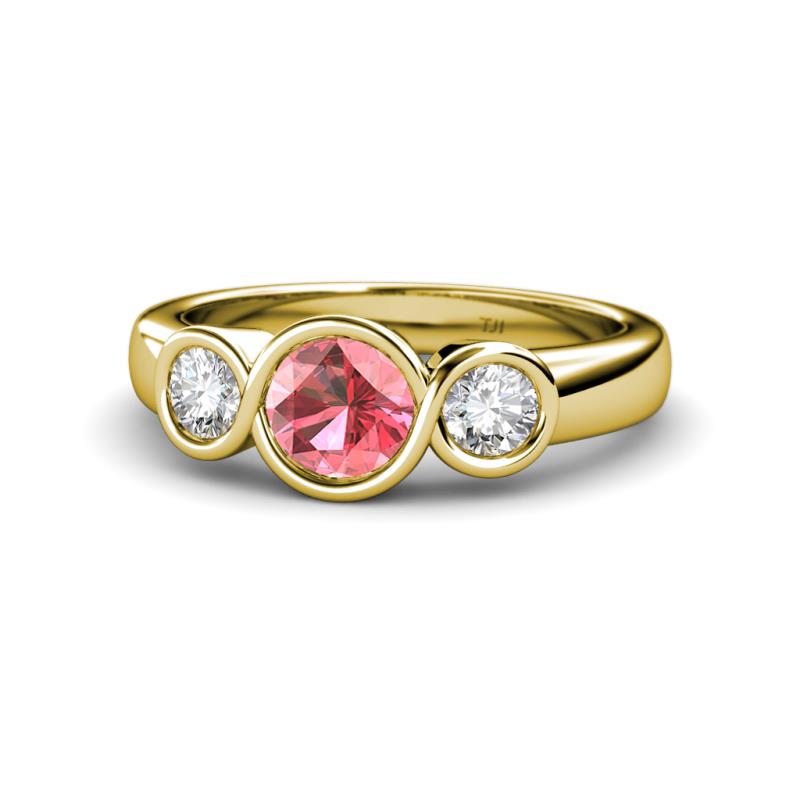Naava Pink Tourmaline and Lab Grown Diamond Three Stone Engagement Ring 