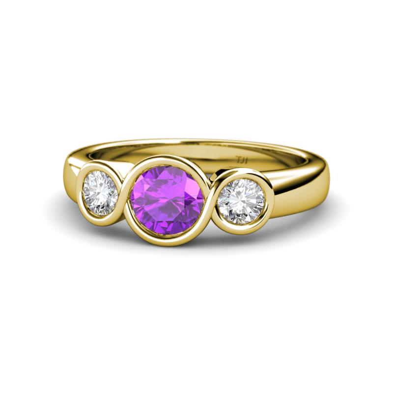 Naava Amethyst and Lab Grown Diamond Three Stone Engagement Ring 