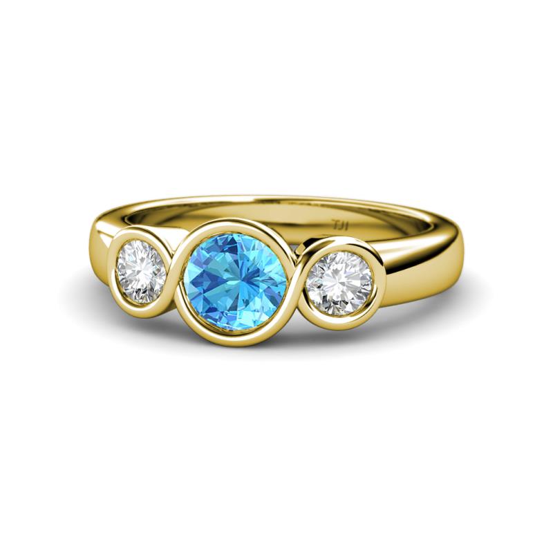 Naava Blue Topaz and Lab Grown Diamond Three Stone Engagement Ring 