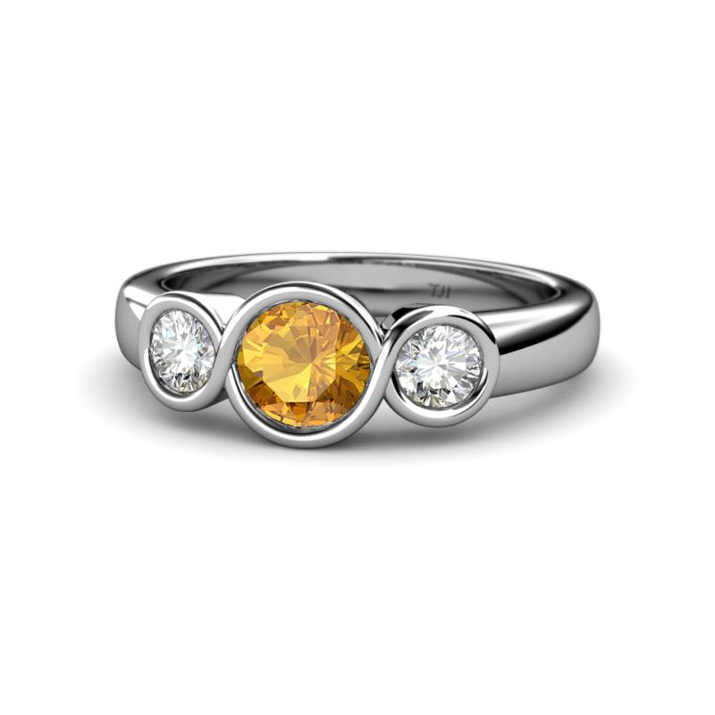 Naava Citrine and Lab Grown Diamond Three Stone Engagement Ring 