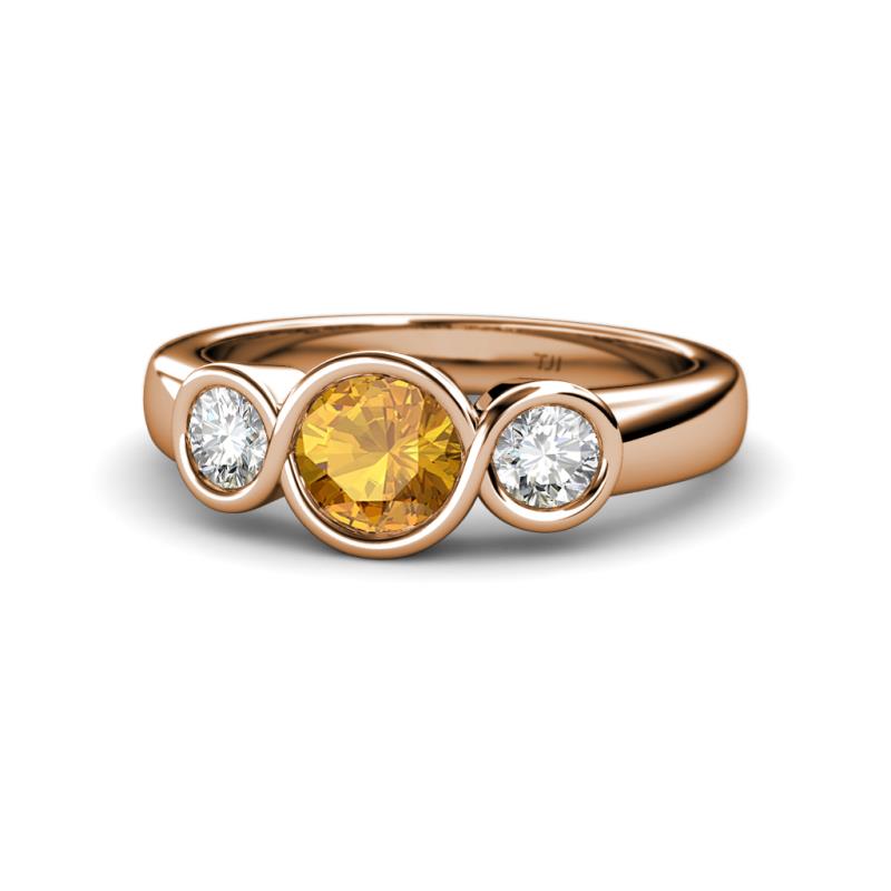 Naava Citrine and Lab Grown Diamond Three Stone Engagement Ring 