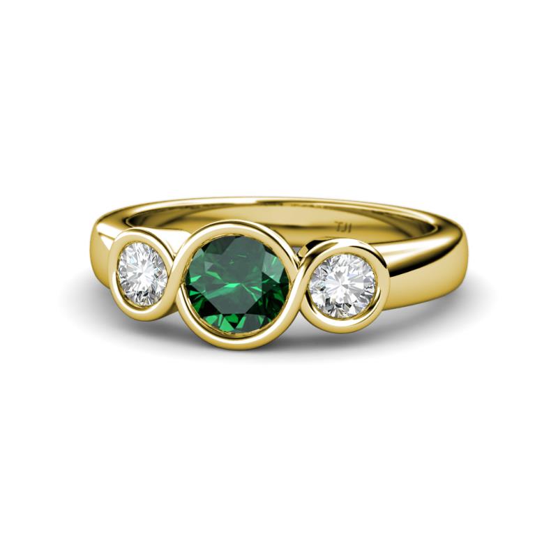 Naava Emerald and Lab Grown Diamond Three Stone Engagement Ring 