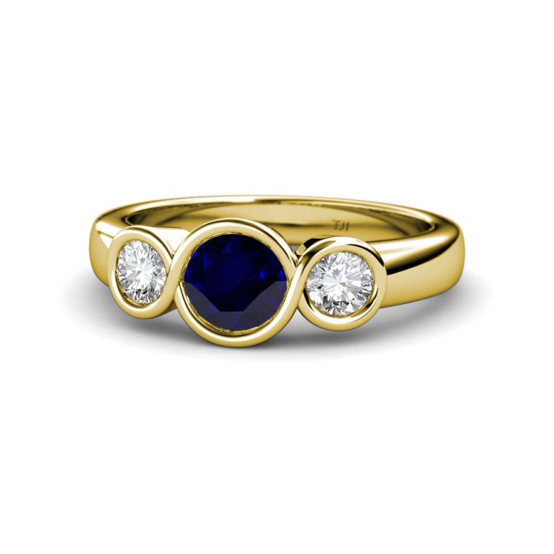 Naava Blue Sapphire and Lab Grown Diamond Three Stone Engagement Ring 