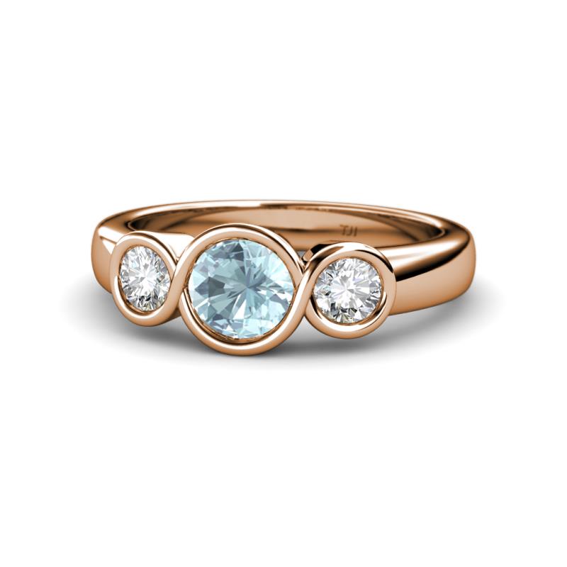 Naava Aquamarine and Lab Grown Diamond Three Stone Engagement Ring 