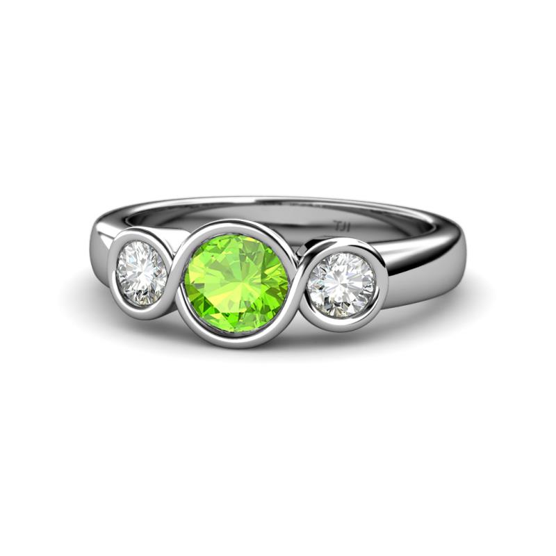 Naava Peridot and Lab Grown Diamond Three Stone Engagement Ring 