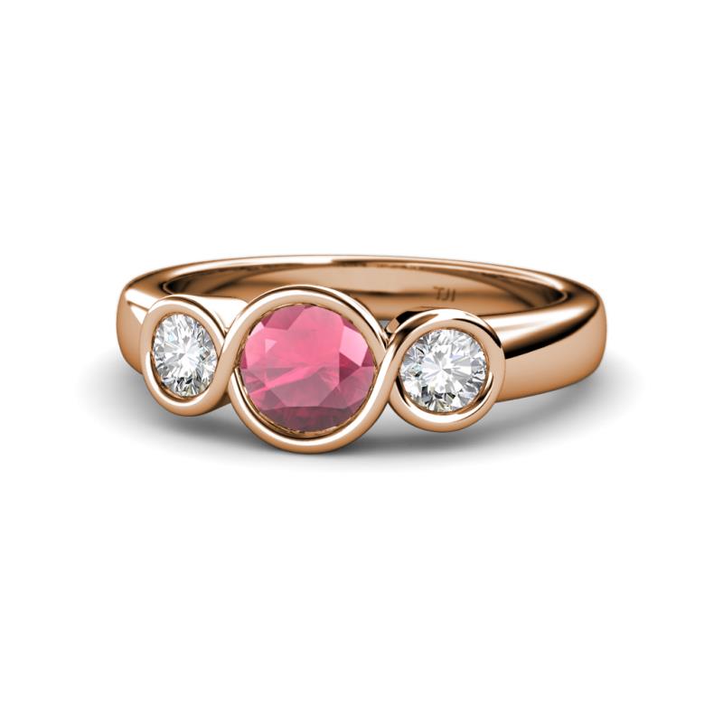 Naava Rhodolite Garnet and Lab Grown Diamond Three Stone Engagement Ring 