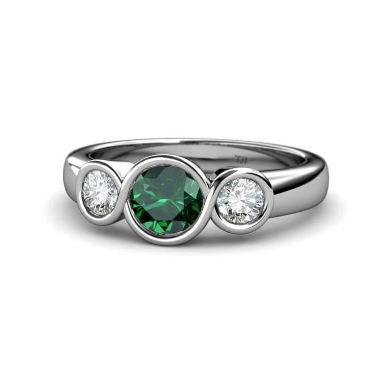 Naava Emerald and Lab Grown Diamond Three Stone Engagement Ring 