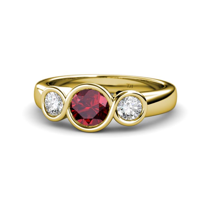 Naava Ruby and Lab Grown Diamond Three Stone Engagement Ring 