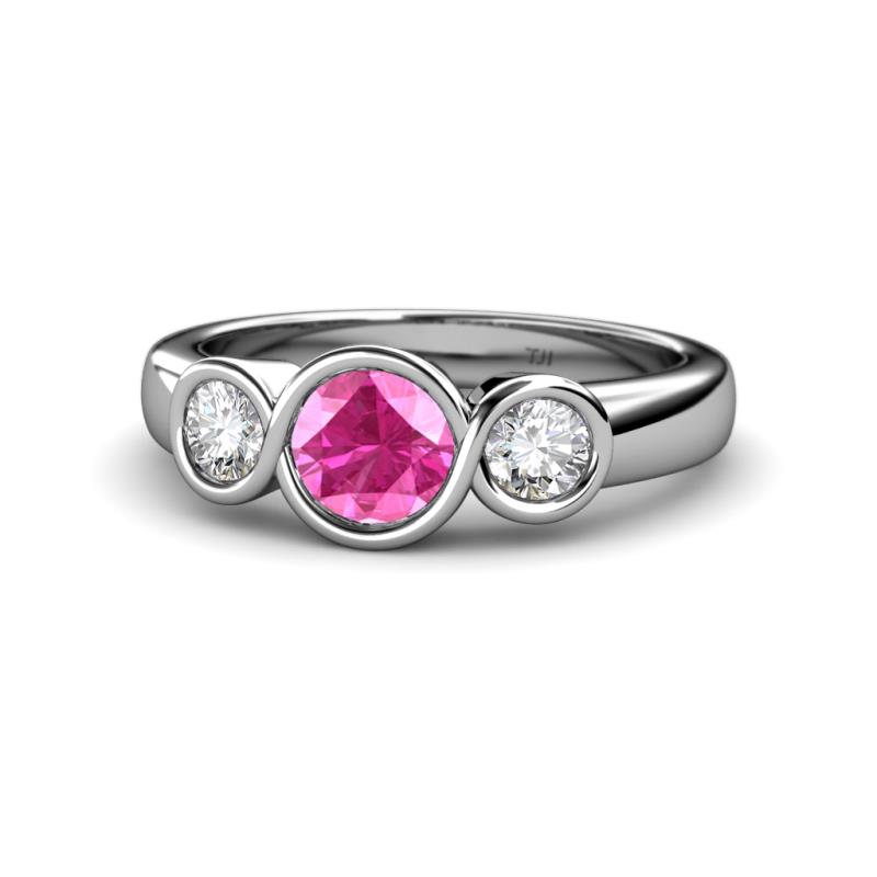 Naava Pink Sapphire and Lab Grown Diamond Three Stone Engagement Ring 