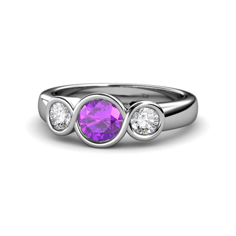 Naava Amethyst and Lab Grown Diamond Three Stone Engagement Ring 