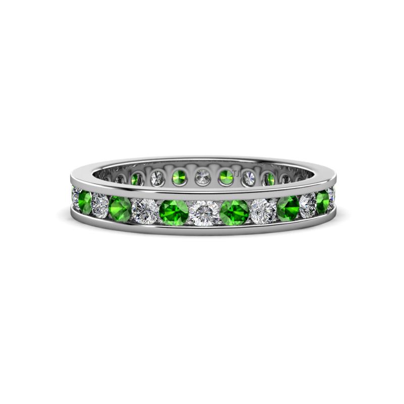 Celina 2.40 mm Round Green Garnet and Diamond Eternity Band 
