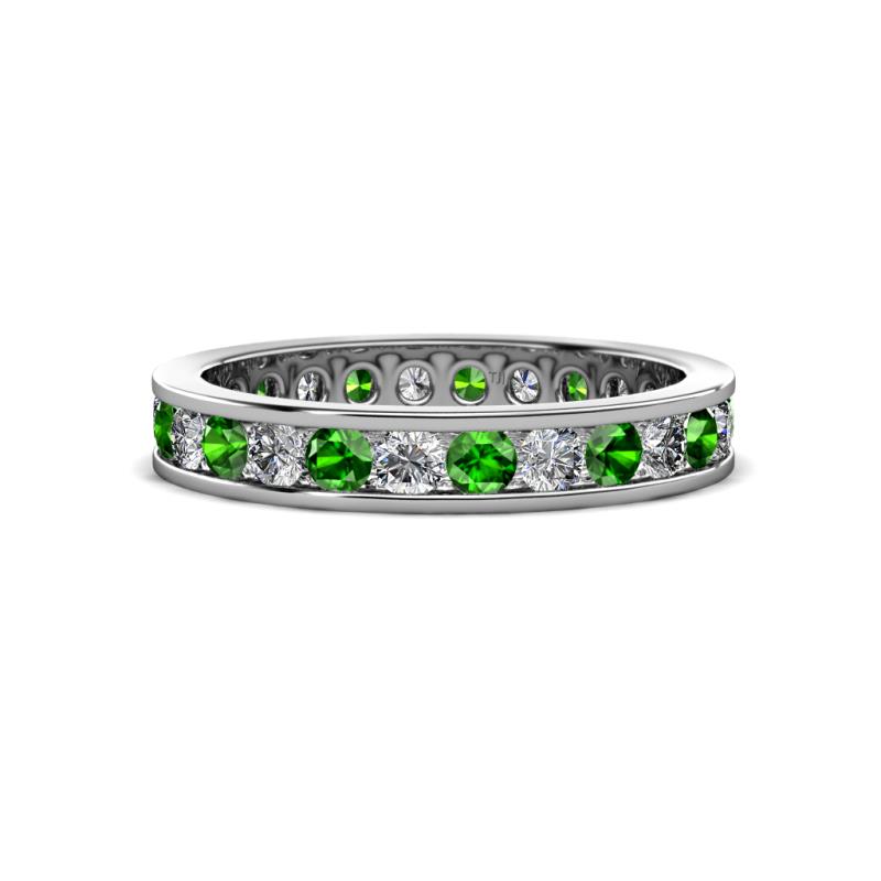 Celina 2.70 mm Round Green Garnet and Diamond Eternity Band 