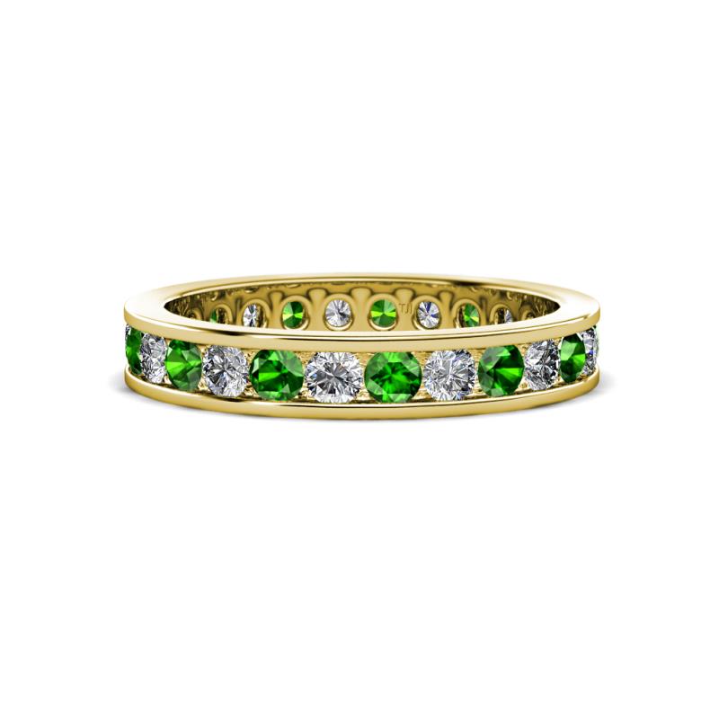 Celina 2.70 mm Round Green Garnet and Diamond Eternity Band 