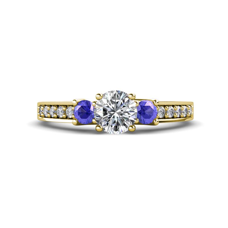 Valene Lab Grown Diamond and Tanzanite Three Stone Engagement Ring 