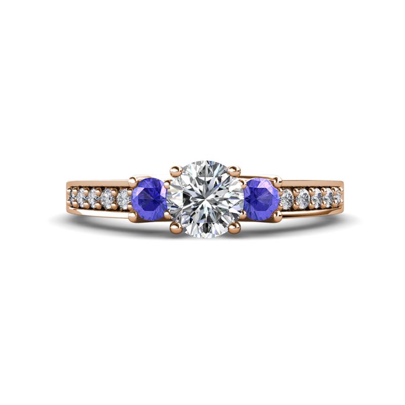 Valene Lab Grown Diamond and Tanzanite Three Stone Engagement Ring 