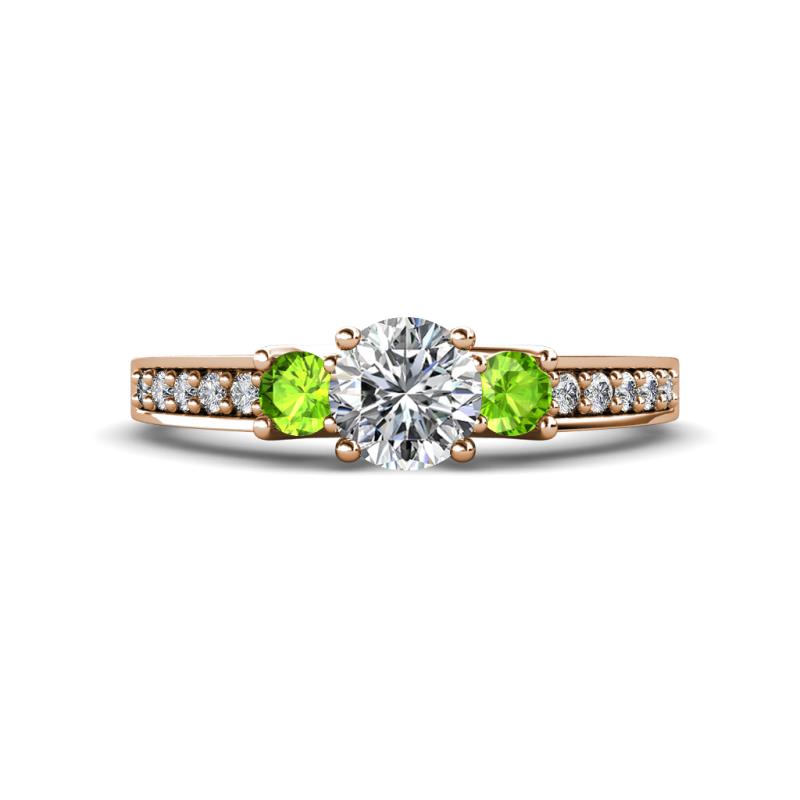 Valene Lab Grown Diamond and Peridot Three Stone Engagement Ring 