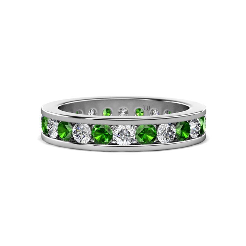 Celina 3.00 mm Round Green Garnet and Diamond Eternity Band 