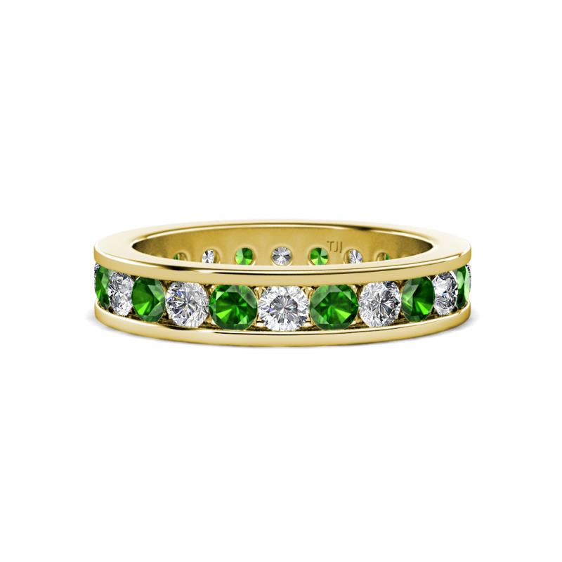 Celina 3.00 mm Round Green Garnet and Diamond Eternity Band 
