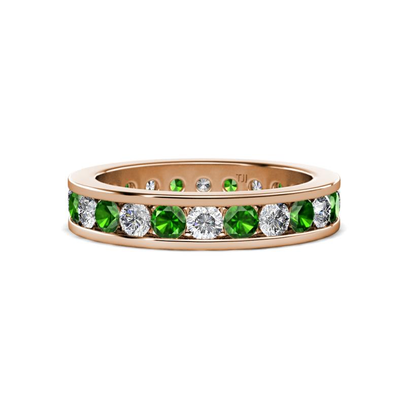 Celina 3.00 mm Round Green Garnet and Diamond Eternity Band 