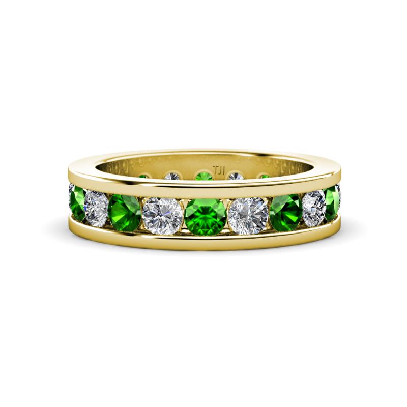 Celina 3.40 mm Round Green Garnet and Diamond Eternity Band 
