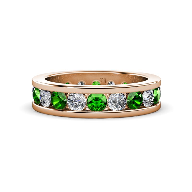 Celina 3.40 mm Round Green Garnet and Diamond Eternity Band 