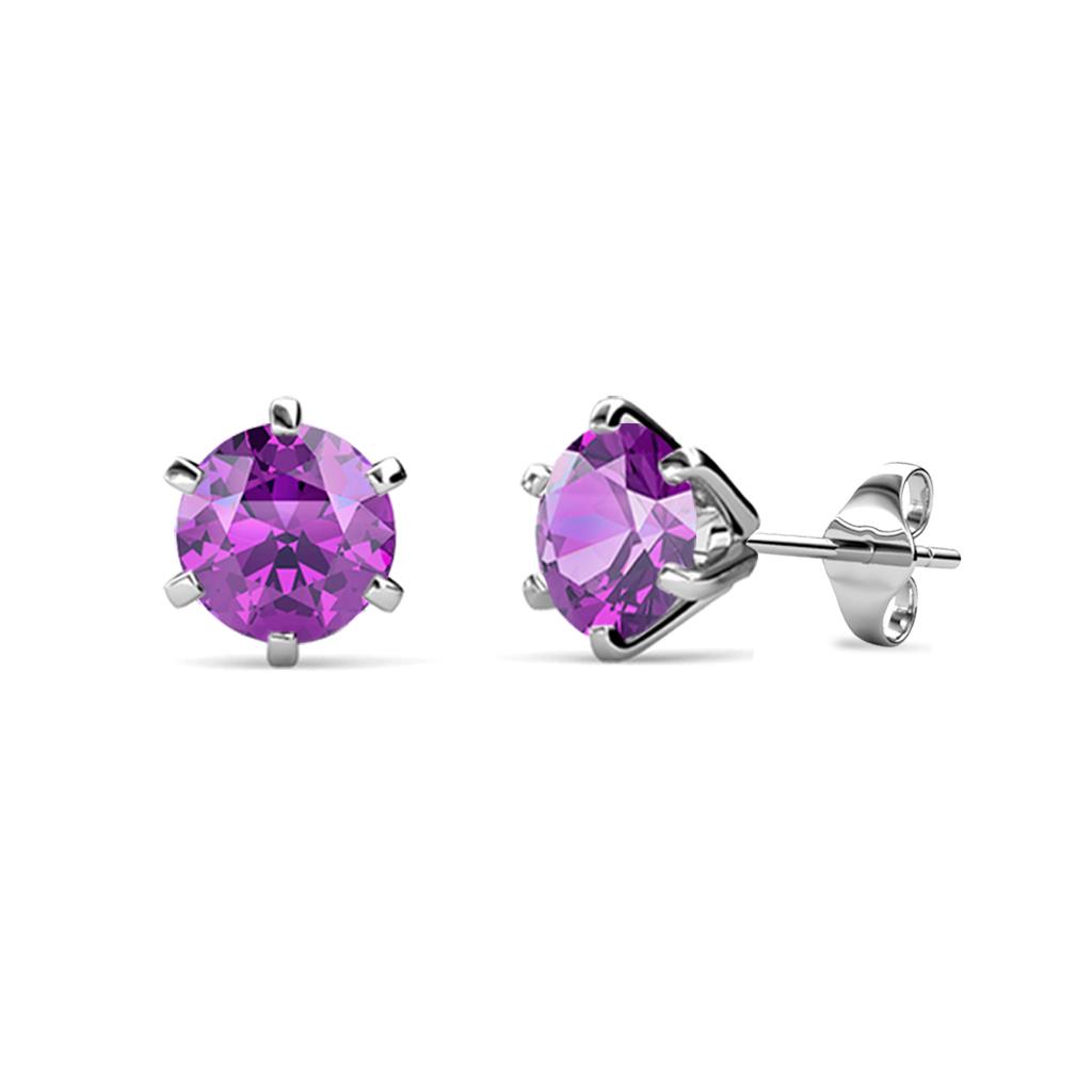 Kenna Amethyst (5mm) Martini Solitaire Stud Earrings 