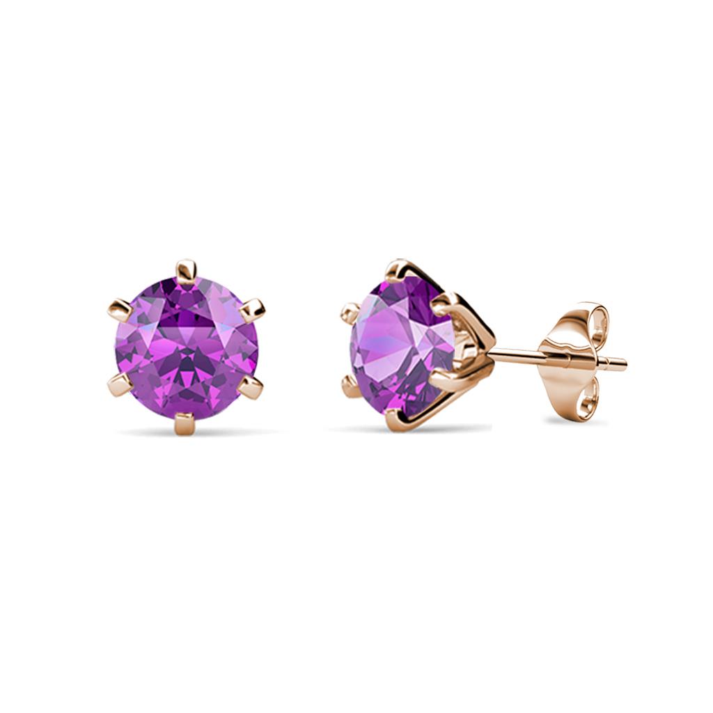 Kenna Amethyst (5mm) Martini Solitaire Stud Earrings 