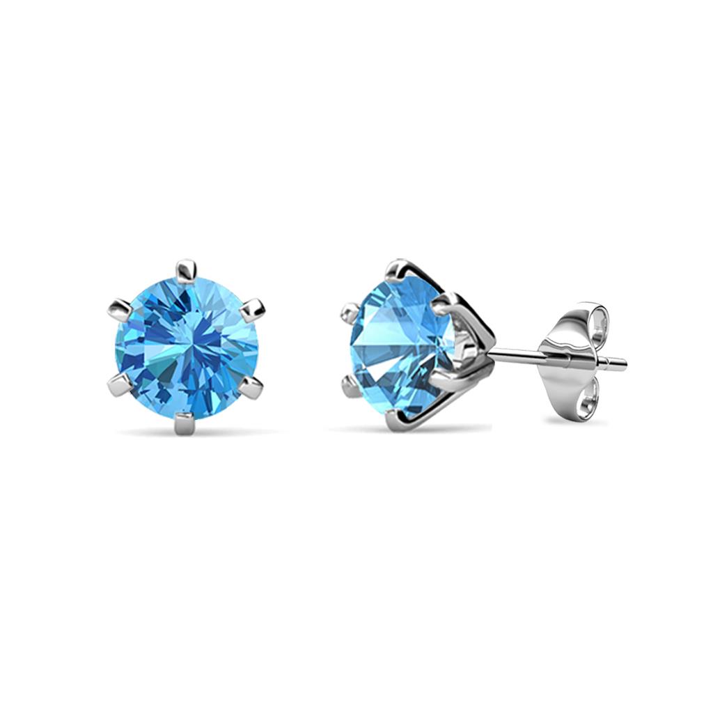 Kenna Blue Topaz (5mm) Martini Solitaire Stud Earrings 