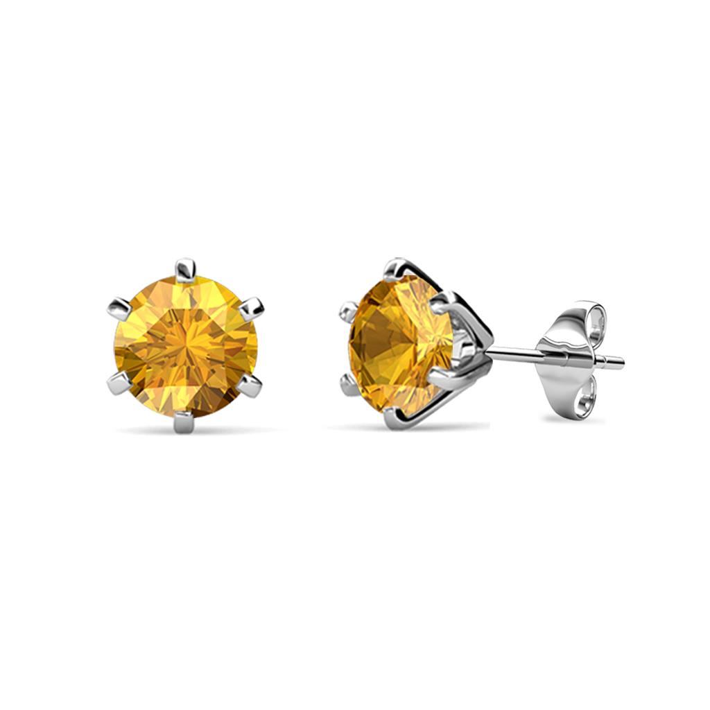 Kenna Citrine (5mm) Martini Solitaire Stud Earrings 