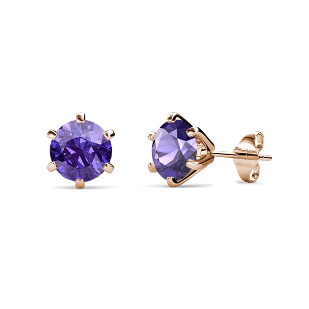 Kenna Iolite (5mm) Martini Solitaire Stud Earrings 