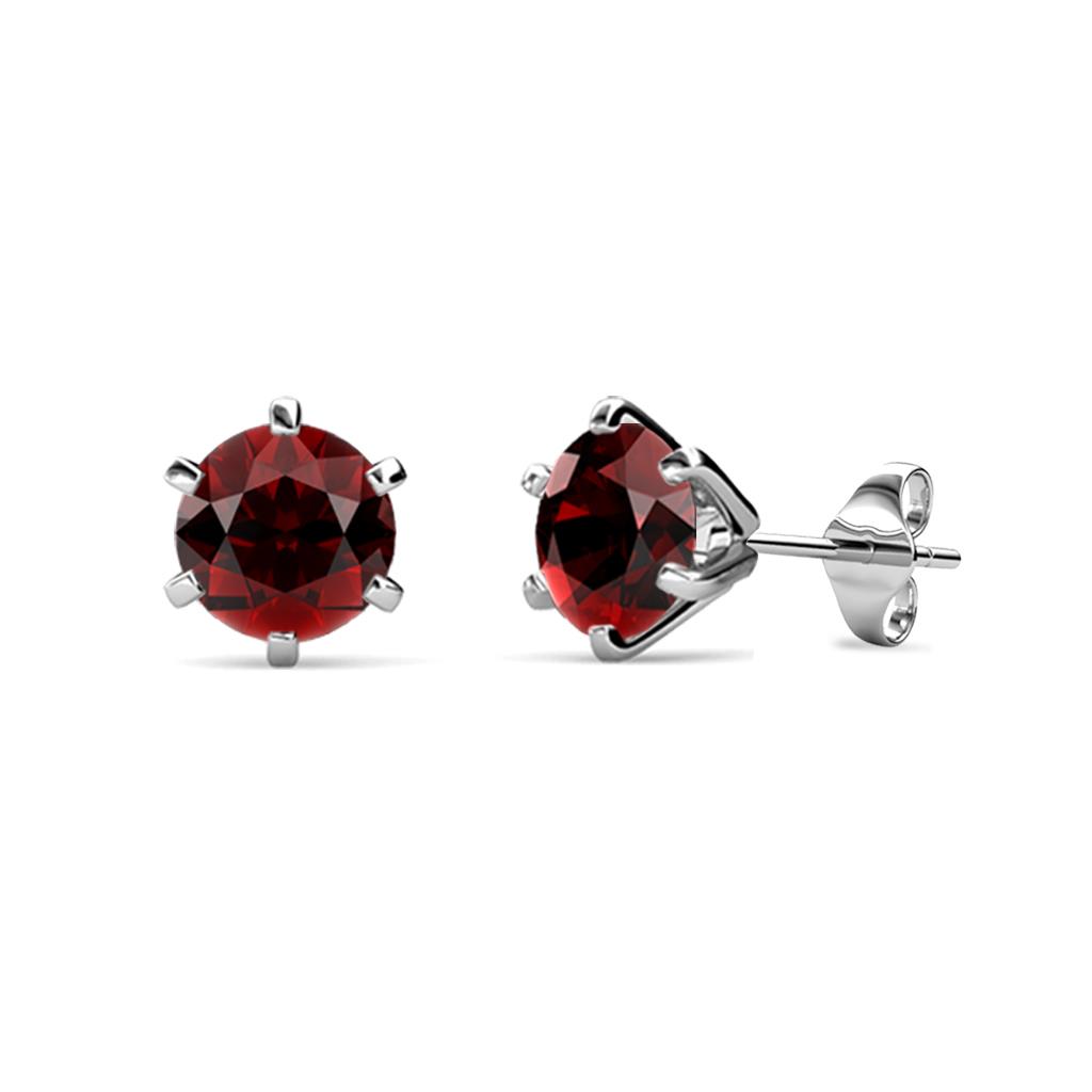 Kenna Red Garnet (5mm) Martini Solitaire Stud Earrings 