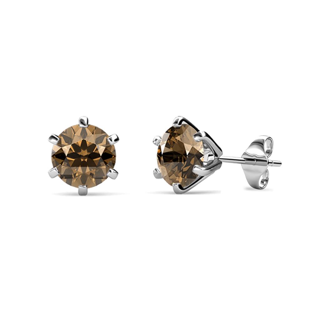 Kenna Smoky Quartz (5mm) Martini Solitaire Stud Earrings 