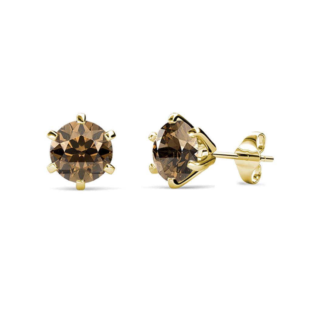 Kenna Smoky Quartz (5mm) Martini Solitaire Stud Earrings 