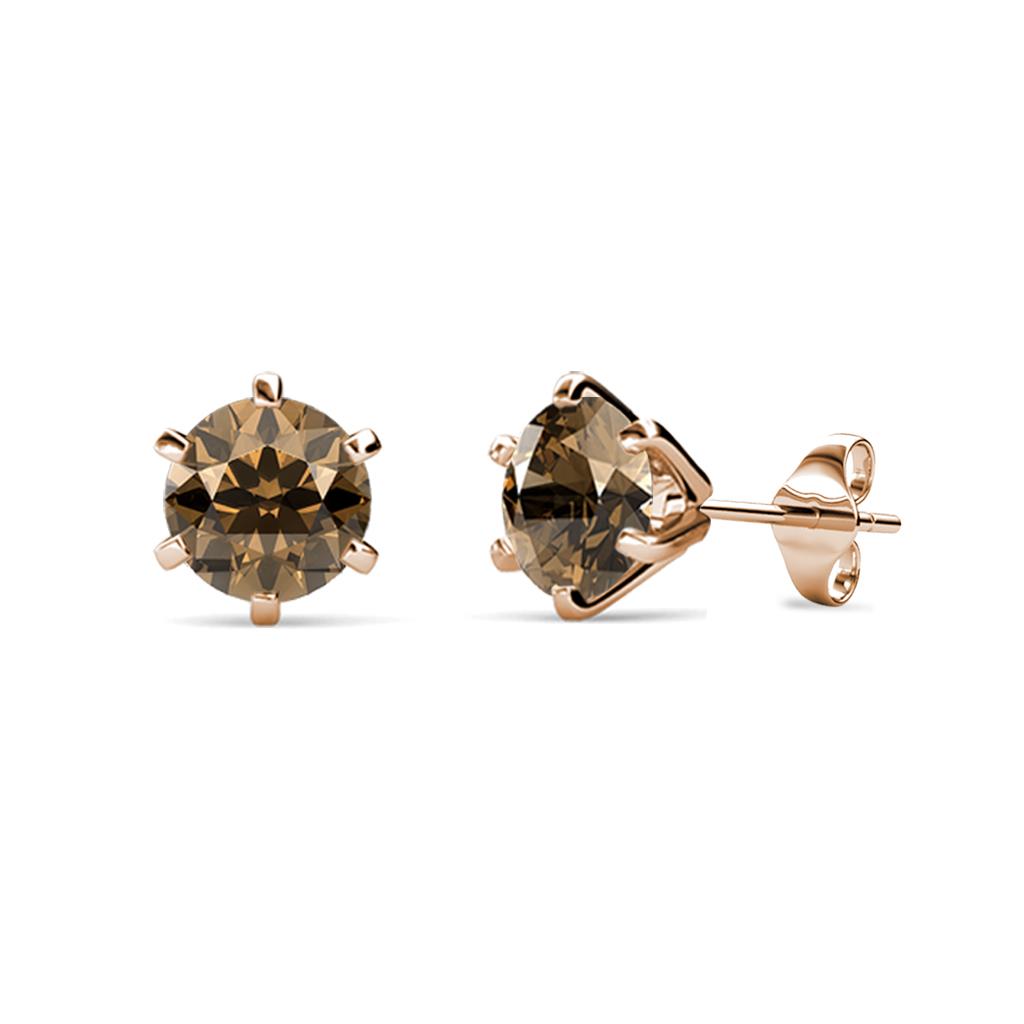 Kenna Smoky Quartz (5mm) Martini Solitaire Stud Earrings 