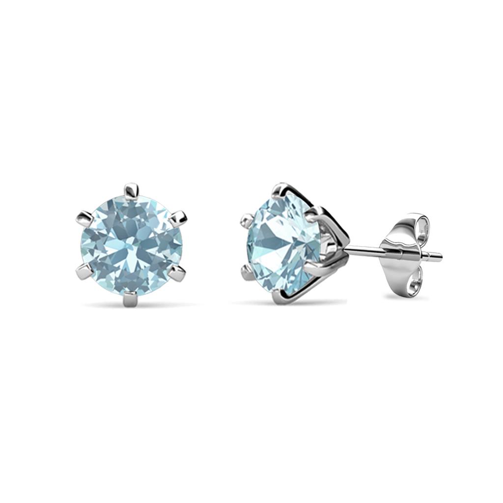 Kenna Aquamarine (5mm) Martini Solitaire Stud Earrings 
