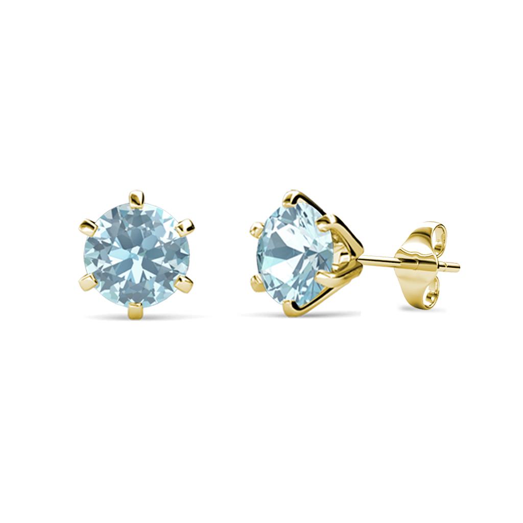 Kenna Aquamarine (5mm) Martini Solitaire Stud Earrings 