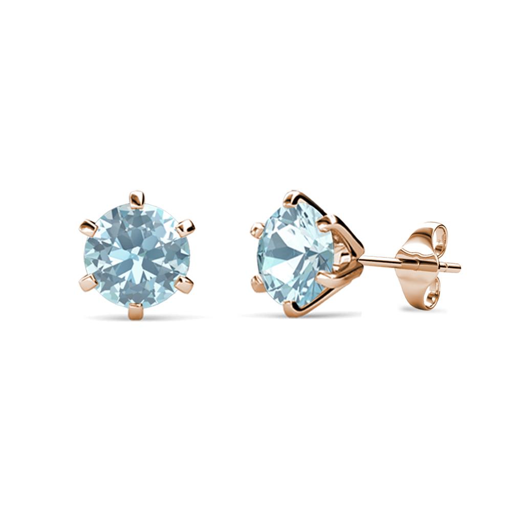 Kenna Aquamarine (5mm) Martini Solitaire Stud Earrings 
