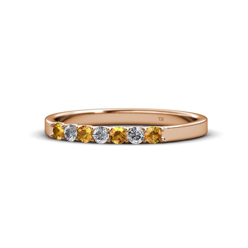Fiala 2.00 mm Citrine and Lab Grown Diamond 7 Stone Wedding Band 