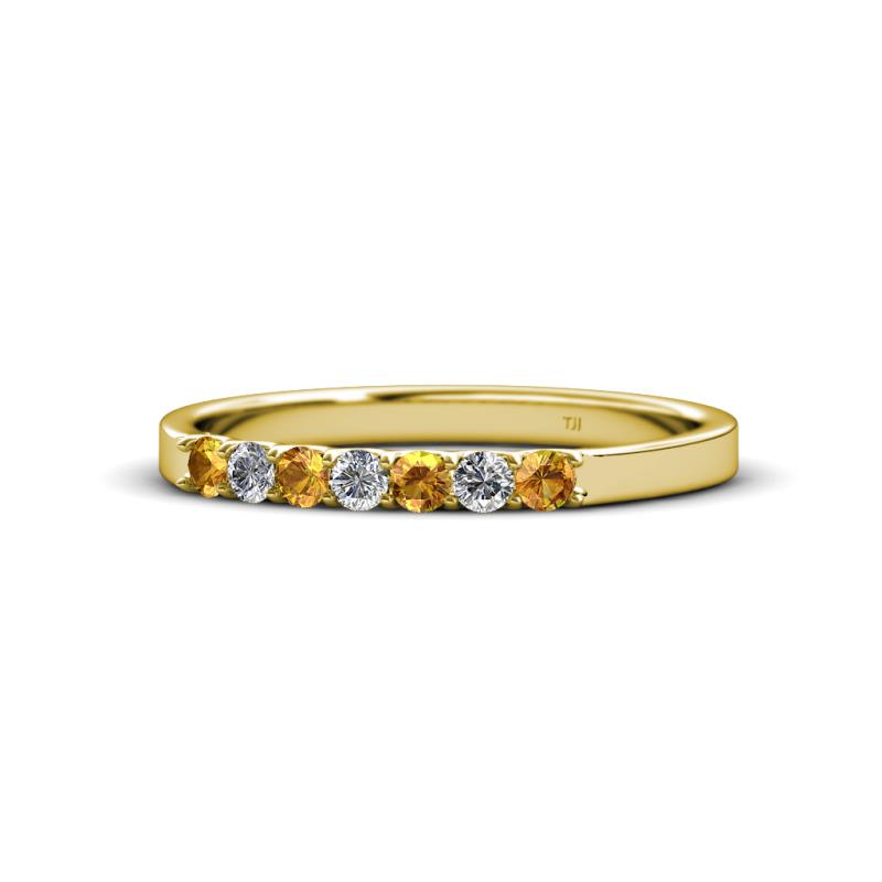 Fiala 2.00 mm Citrine and Lab Grown Diamond 7 Stone Wedding Band 