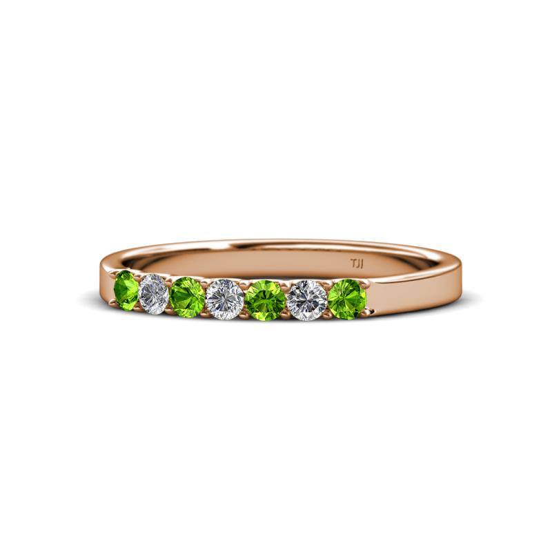 Fiala 2.40 mm Peridot and Lab Grown Diamond 7 Stone Wedding Band 