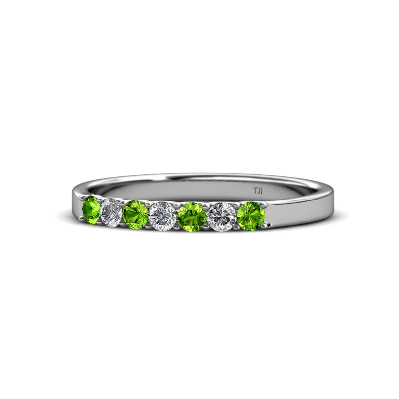 Fiala 2.40 mm Peridot and Lab Grown Diamond 7 Stone Wedding Band 