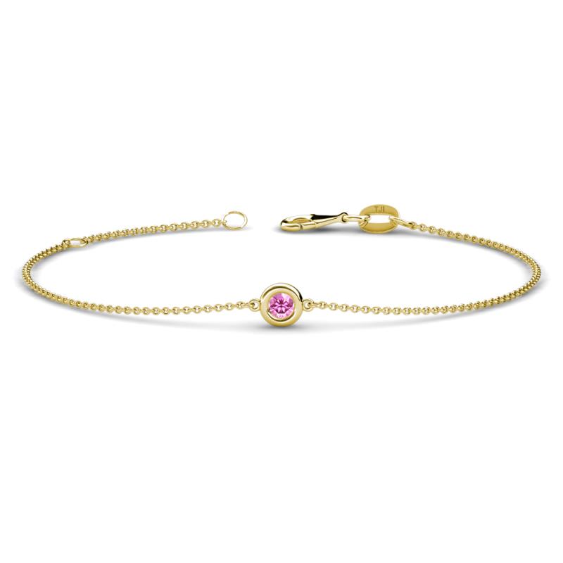 Alys (3mm) Round Pink Sapphire Solitaire Station Minimalist Bracelet 