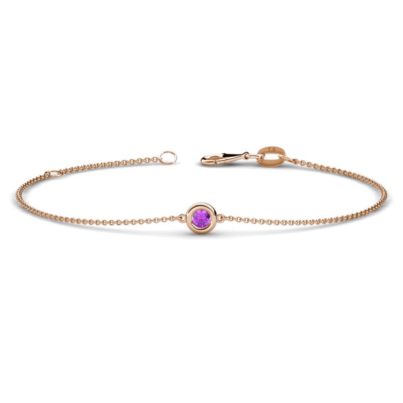Alys (3mm) Round Amethyst Solitaire Station Minimalist Bracelet 